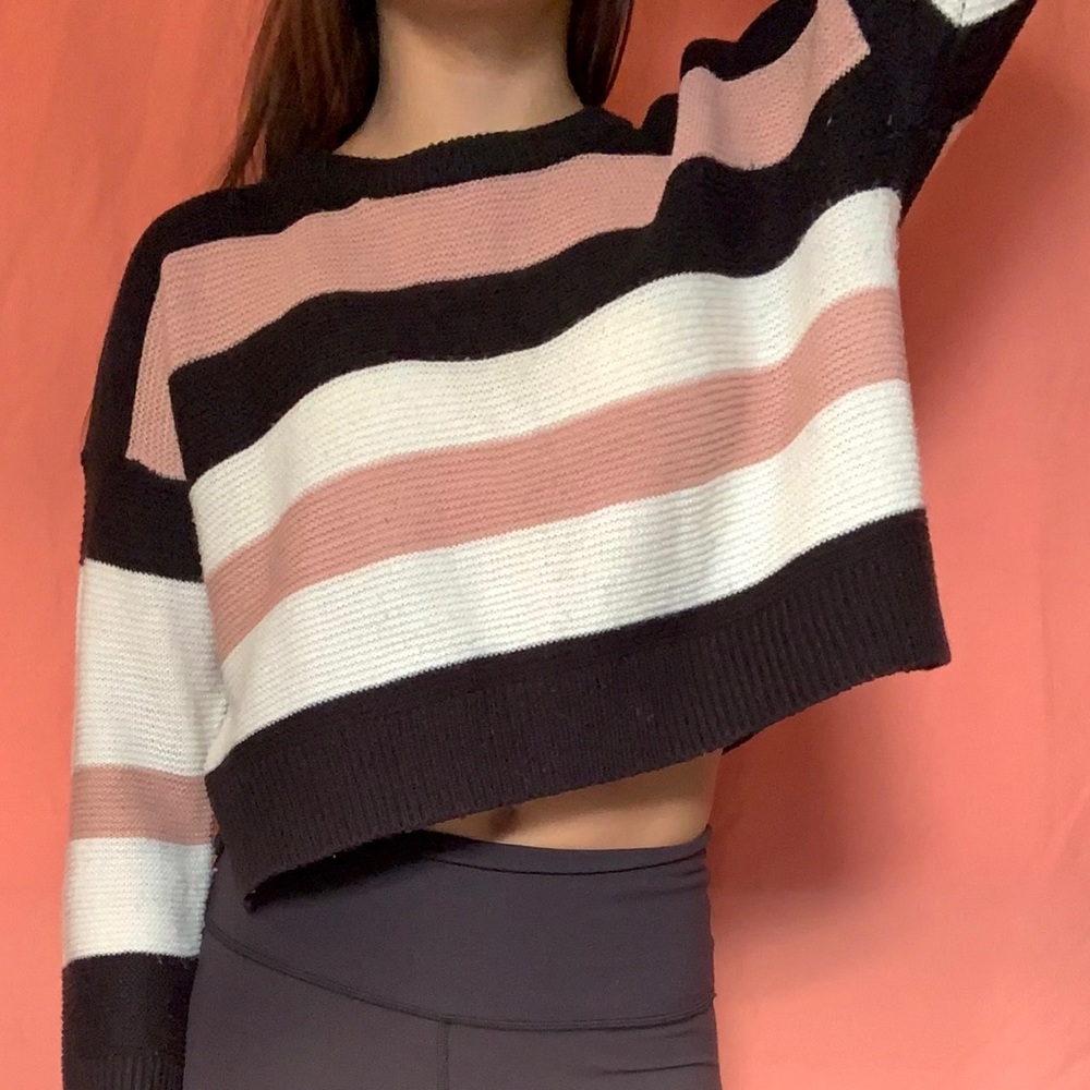Block Stripe Crop Sweater